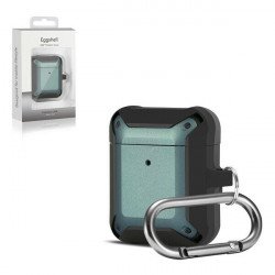 Heavy Duty Shockproof Armor Hybrid Protective Case Cover for Apple Airpods 2 / 1 (Black Green)